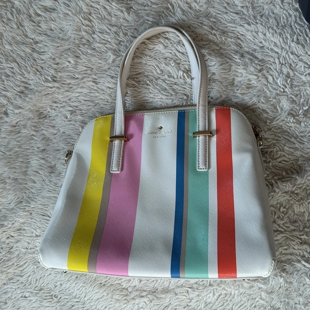 👜 Rare!! Kate spadeNY Cedar Street Multi Stripe Maise Satchel bag crossbody/tote
